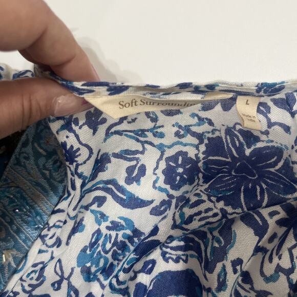 Soft Surrounding Large Open Front Cardigan Embellished Patterned Blue - Picture 7 of 7